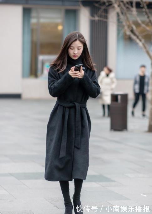 长发披肩|街拍:大衣搭配腰带,提高腰线,穿出完美比例