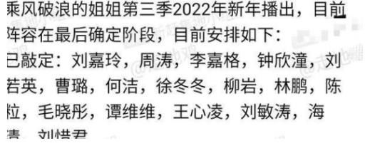 《浪姐3》嘉宾名单曝光，阵容很强大，比前两季更有看点