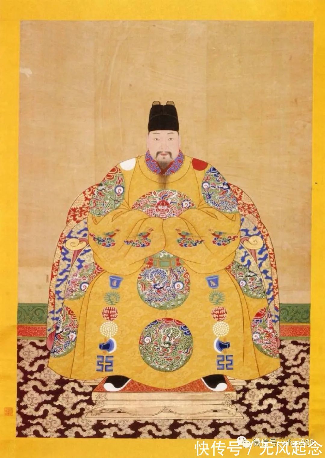 一团和气图@明朝皇帝一幅奇特的画,现藏于故宫,远看一个人,近看却是三个人