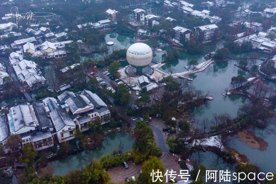 杭州|雪中游西溪，航拍视角下的湿地色彩极其丰富，但留下没几个游客