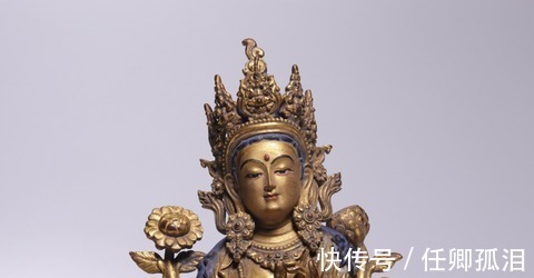 铜鎏金&清代,铜鎏金绿度母坐像