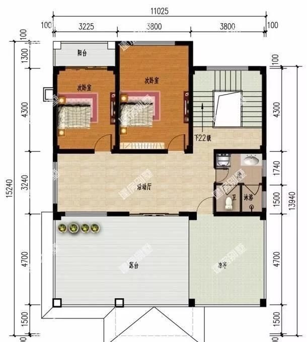 户型|宽11-12米间的两栋别墅,第一栋客厅挑空带飘窗,造价30万