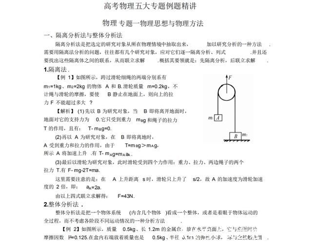 专题|40页，高中物理五大专题知识点+例题精讲，提分不容错过