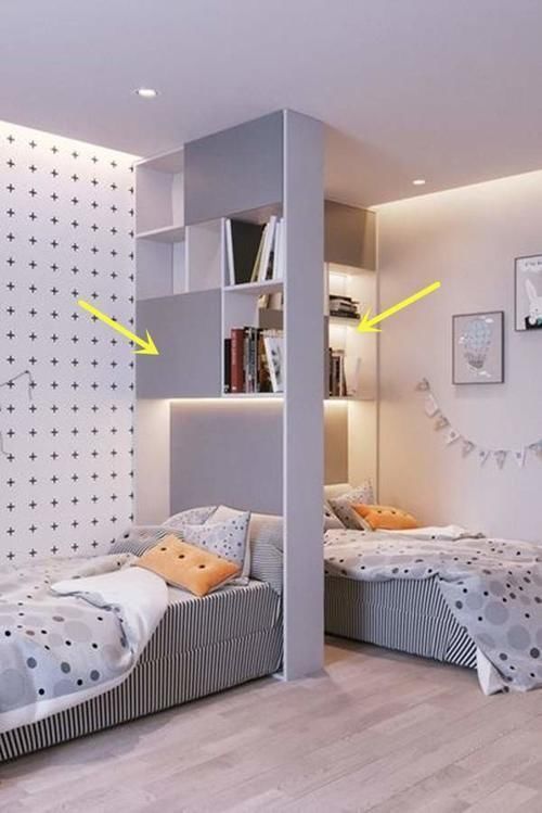 二胎家庭|上下铺二胎家庭都不用了，10㎡垂直放2张床，上下收纳中间隔断