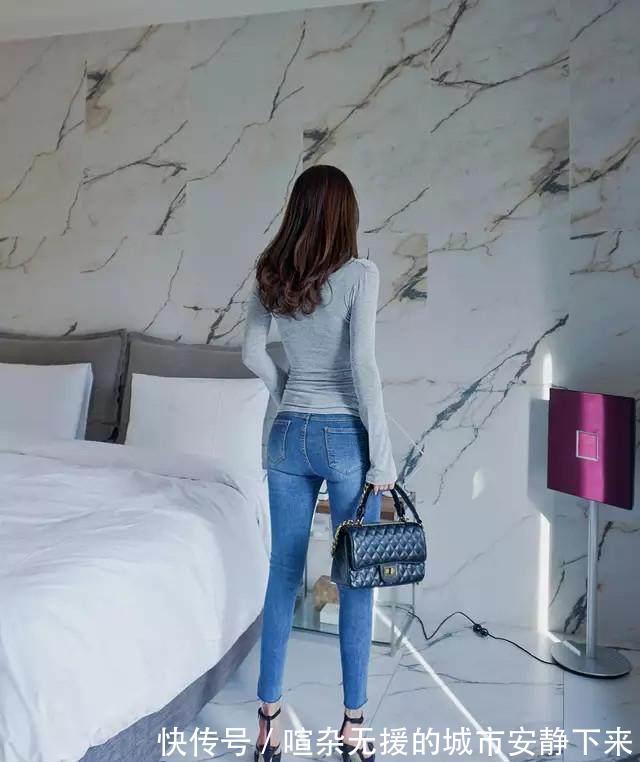 腰身|拥有纤细大长腿的牛仔裤美女，展示腰身美好曲线，彰显与众不同