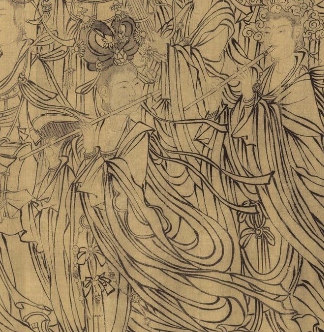 朝元仙仗图#满墙风动的众神,白描人物画范本——武宗元《朝元仙仗图》