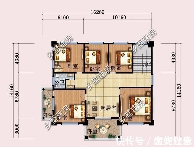 卧室|16X14米豪华四层别墅,设计格调满满,打造高品质农村生活