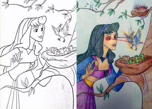 童年|家长霸占儿童填色画本,迪士尼角色全员黑化,童年回忆破碎