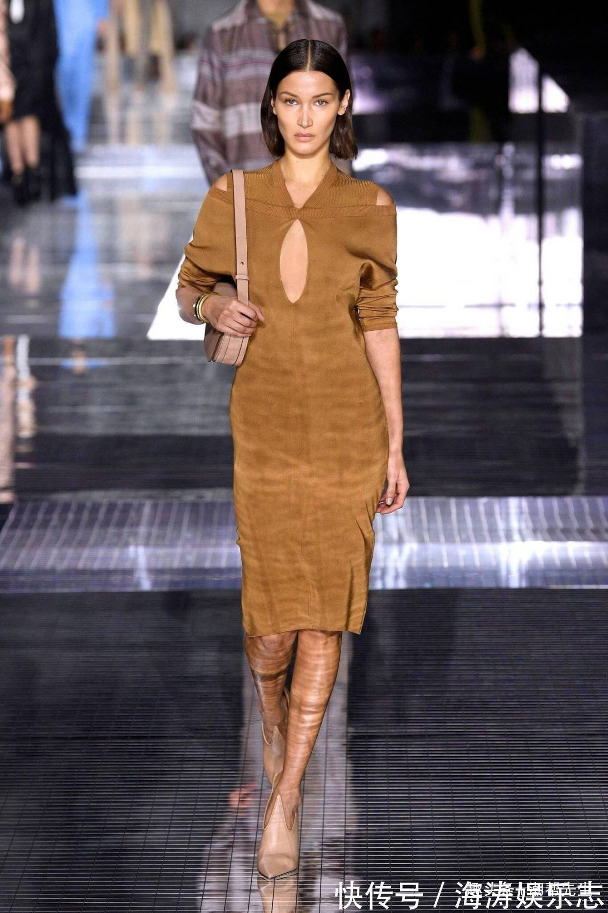 街拍 贝拉穿衣真“省布料”,胸前开个大洞撑场面,超模果然什么都敢穿