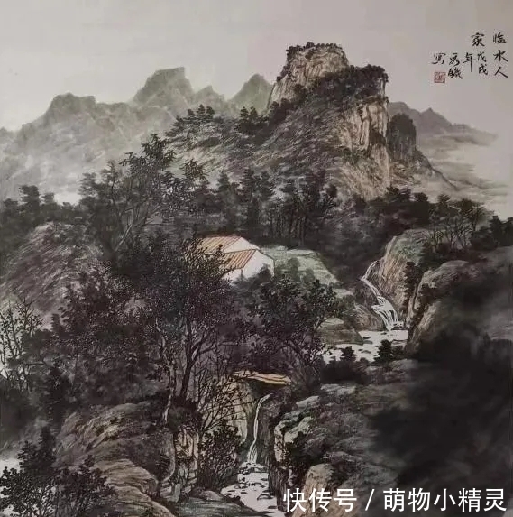 水画@段铁山水画，磅礴伟岸、气势宏大