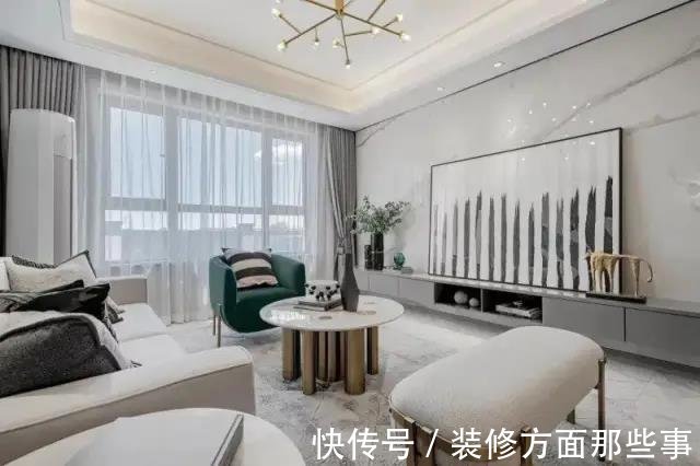 优雅|142平现代风四居室,客厅从任何角度看都有美感