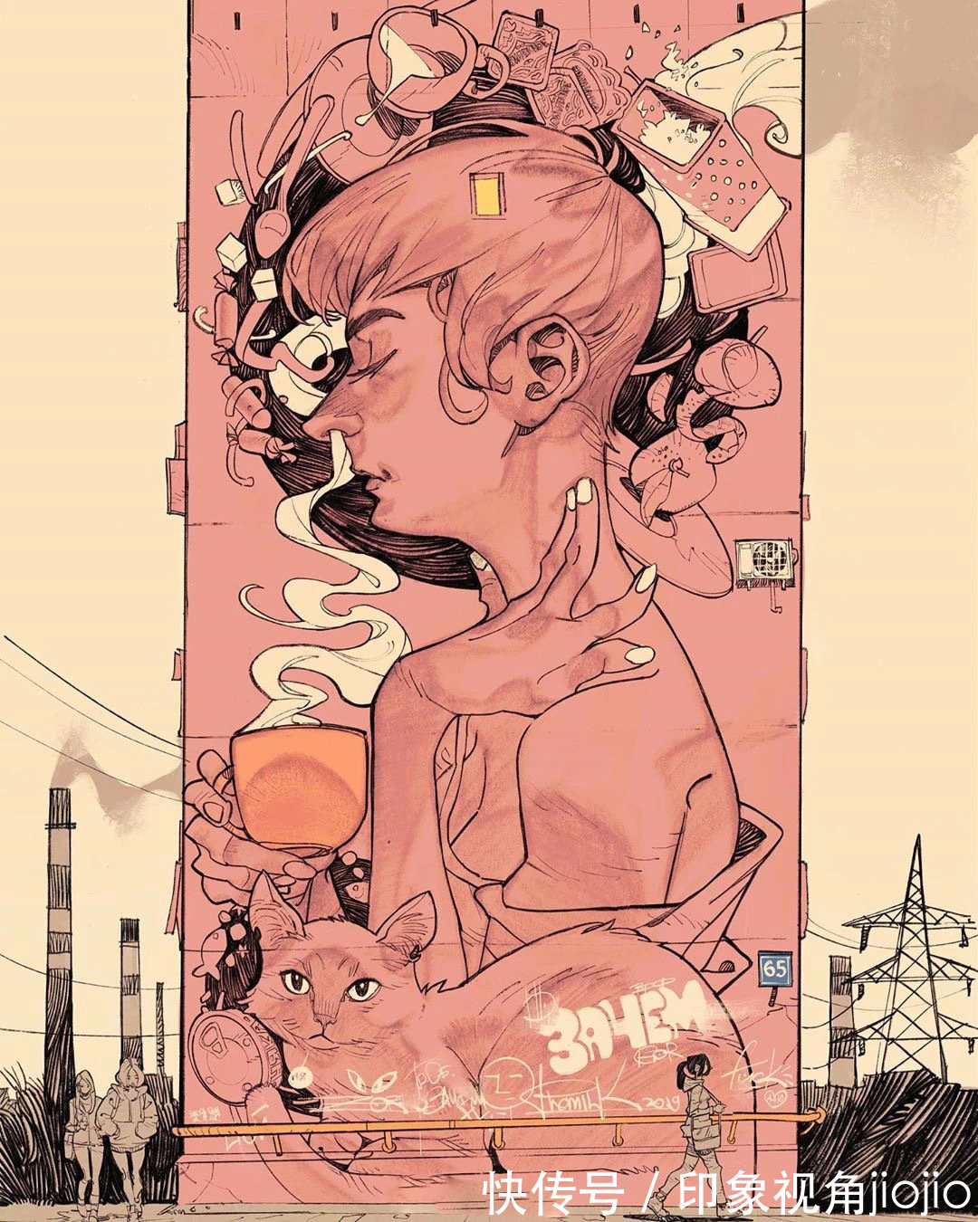 插画@耐人寻味的浮生绘影,充满强烈的美漫元素,有着吸引人的魄力