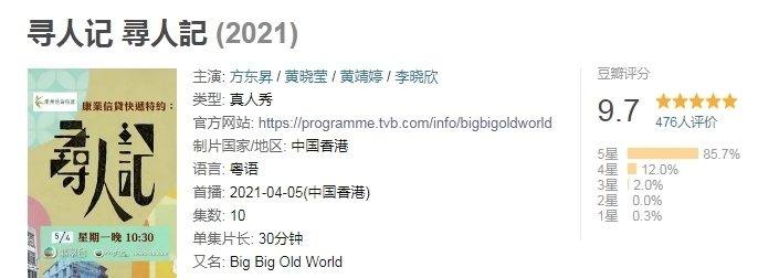 评分超过去年所有内地综艺,9.7高分的《寻人记》既有创意又感人