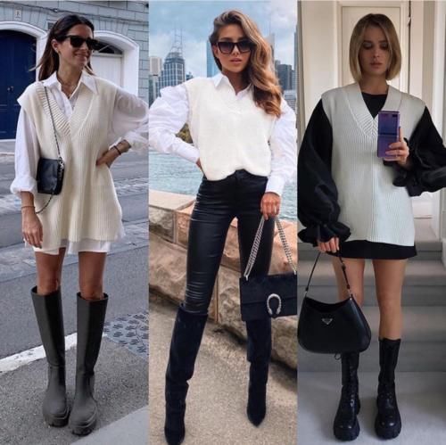 3个毛衣搭衬衫的组合，让基本款穿出不同风格，通勤穿搭可以更有趣好看