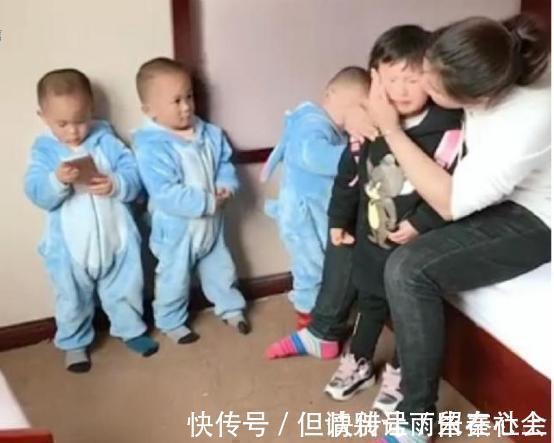 老三|三胞胎一起打哭小姨,宝妈生气问是谁打的,宝宝们的反应太搞笑