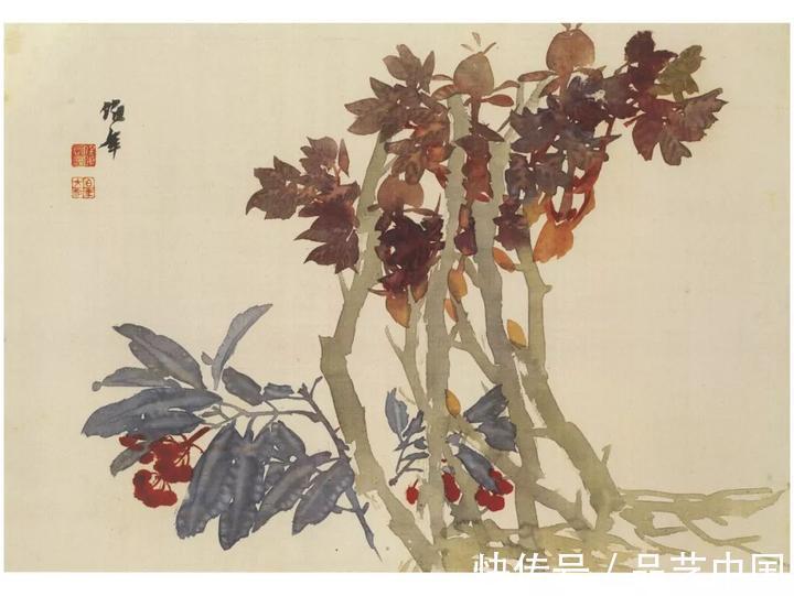 吴昌硕@任伯年的小品,色感十足