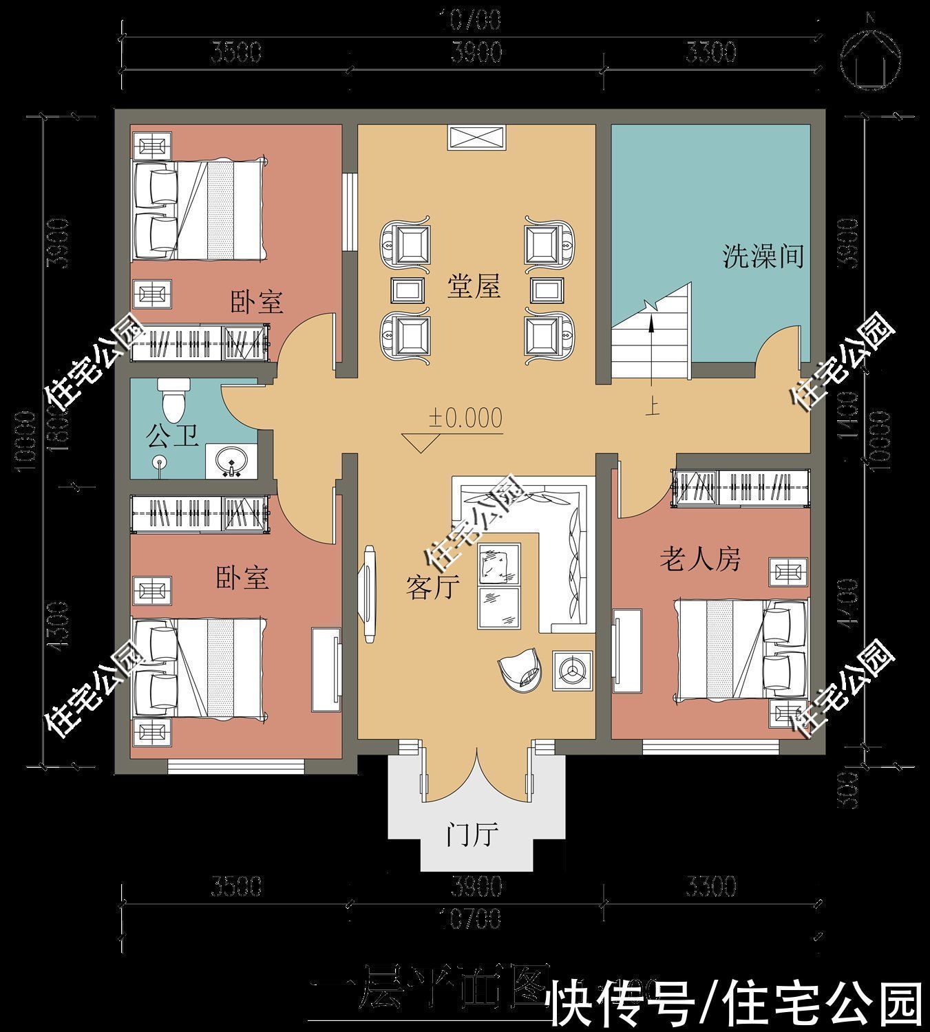 户型|10套带堂屋的户型,占地面积都不大,网友:这才是适合农村的房子