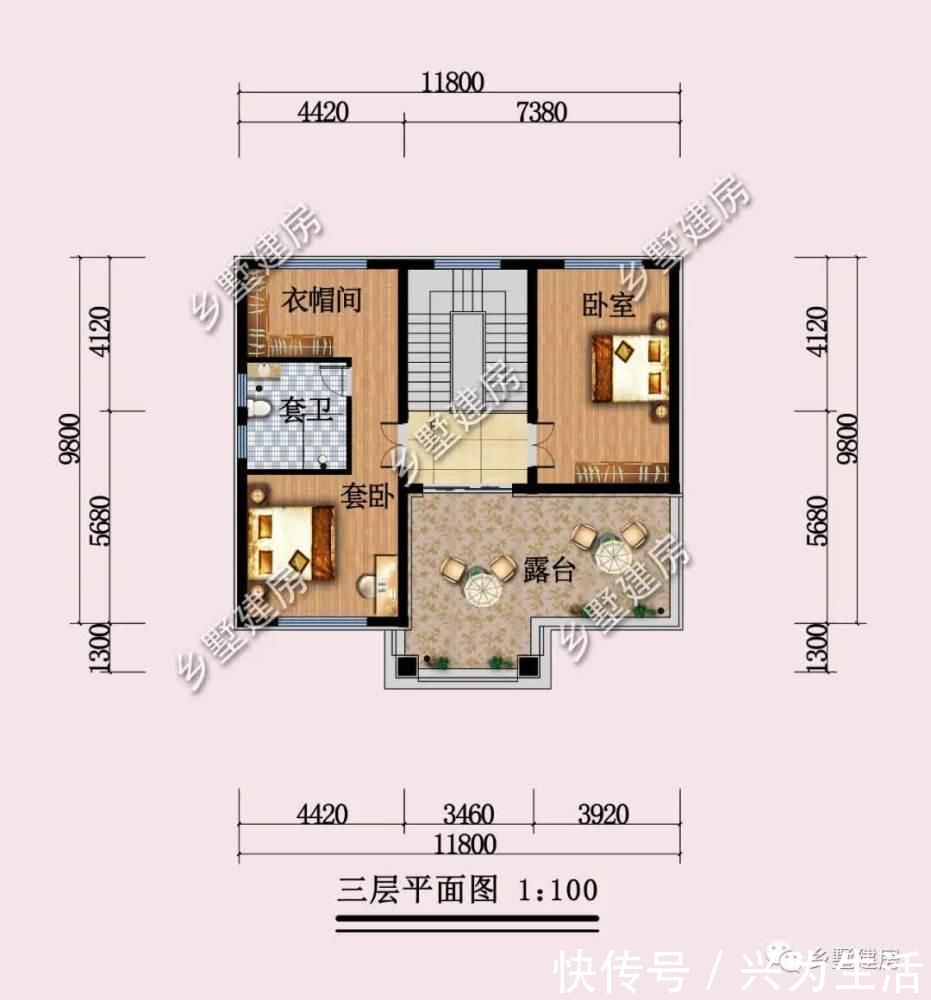 卧室|11.8×9.8米三层别墅,经典大气,给您高品质生活体验