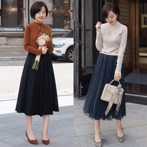 半身裙 温婉贤淑的成熟女人穿搭!毛衣+裙子,讲求的是舒适自然