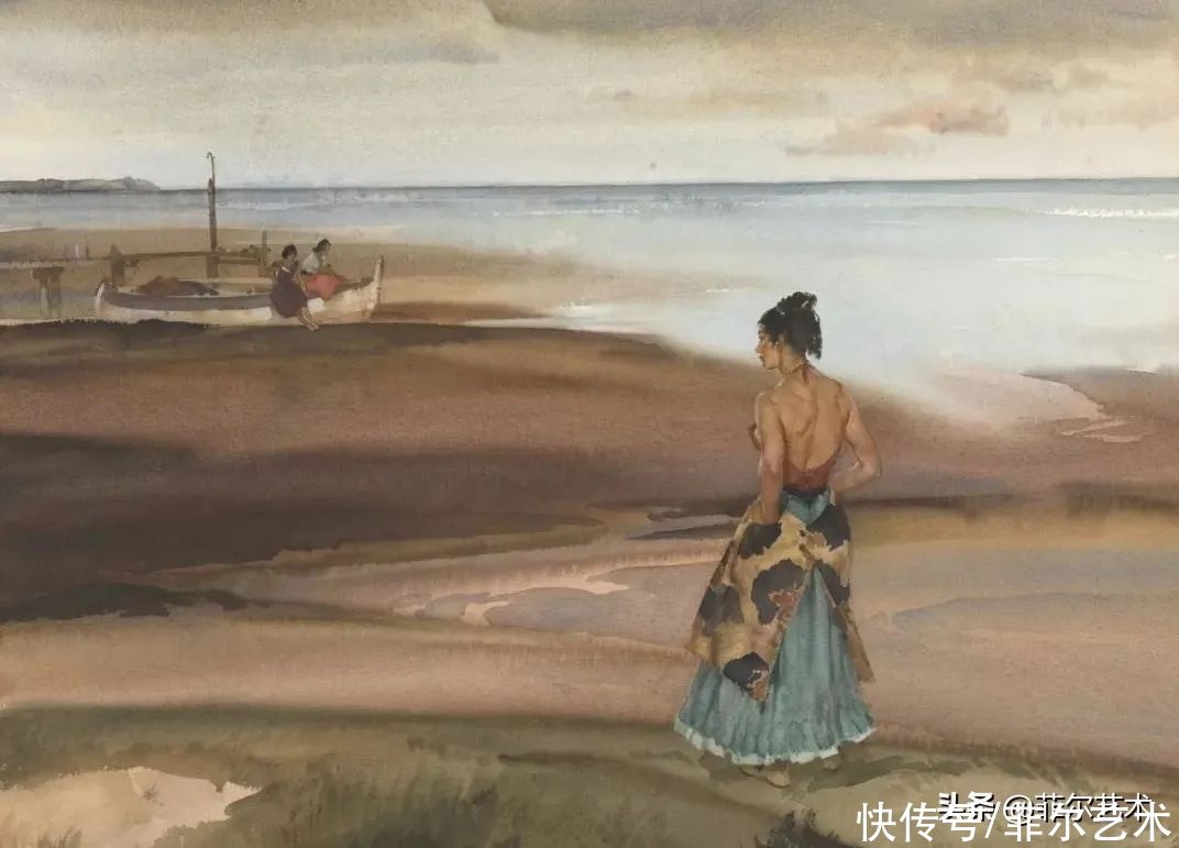 艺术家|苏格兰艺术家弗林特的女子水彩画，美轮美奂