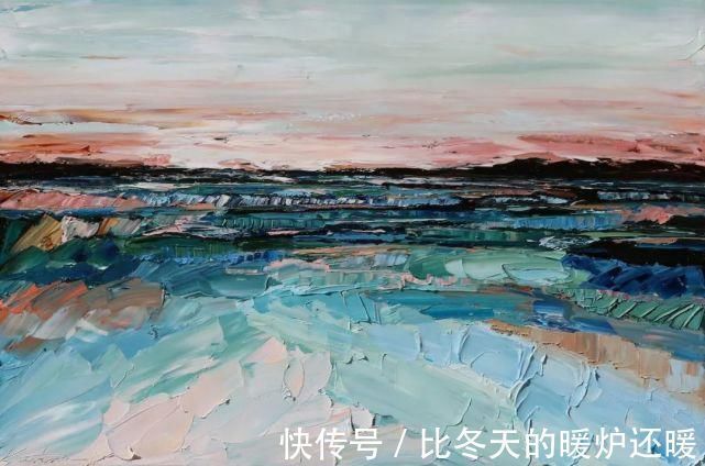 颜料@女画家用刮刀刮出震撼的风景,一量2厘米厚,网友:心疼颜料