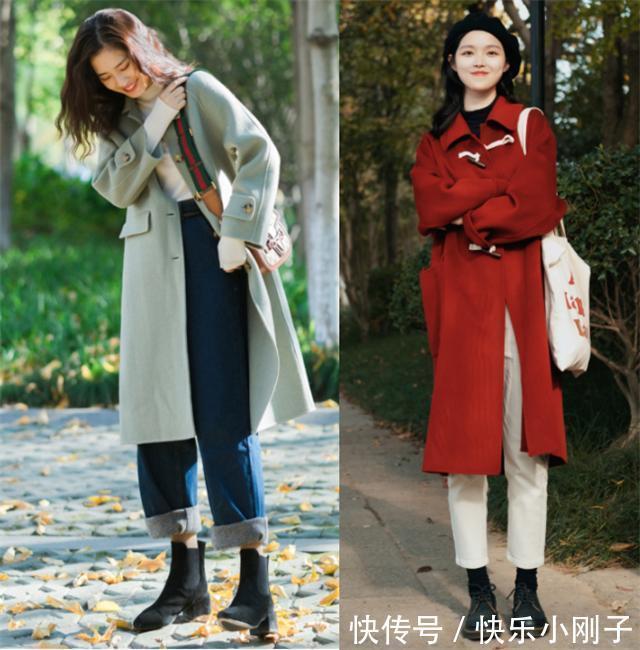 搭配 今年流行不拖沓的高筒裤,搭短靴搭配长大衣,洋气显瘦又很高级