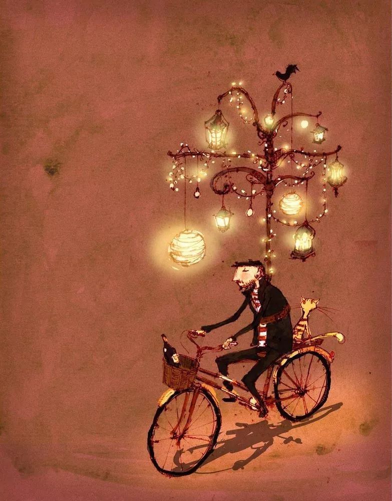 治愈插画$治愈插画:童年,像一个流丽繁复的梦