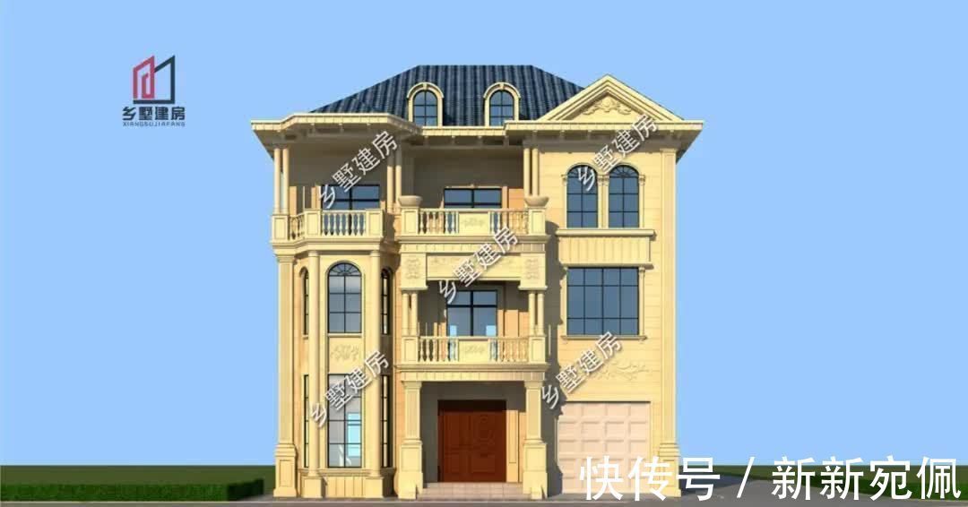 回到老家|12×16米带车库欧式别墅,落地窗阳光房,回村盖房就选它