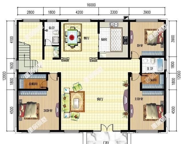 复式别墅|50万在老家盖一栋复式别墅,这款户型客厅敞亮,完工效果奇好!