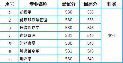 湖南医药学院2020年湖南省本科专业录取分数统计