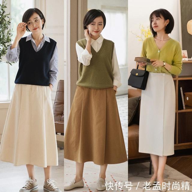 下半身|毛衣下面不一定搭裤子,今秋流行穿“毛衣+半身裙”,温柔显气质