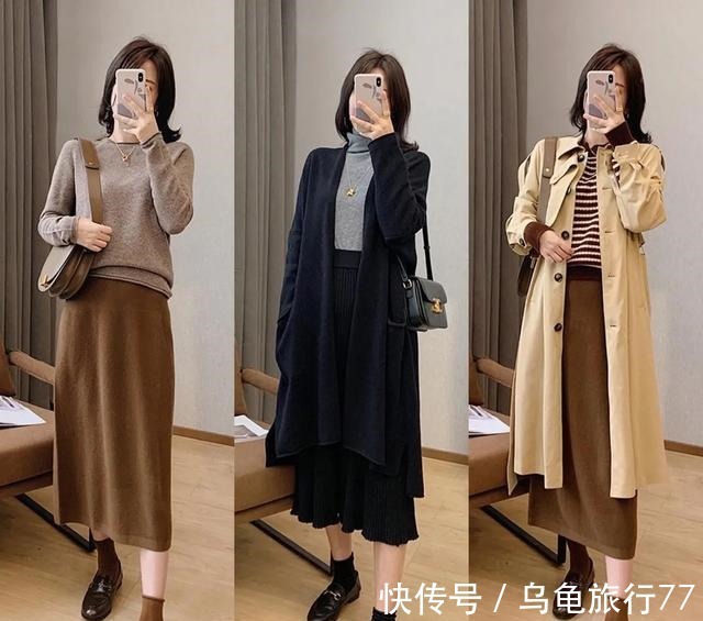 大衣 羽绒服不流行了,今年流行“外套+毛衣+裤裙”,时髦好看有气质!