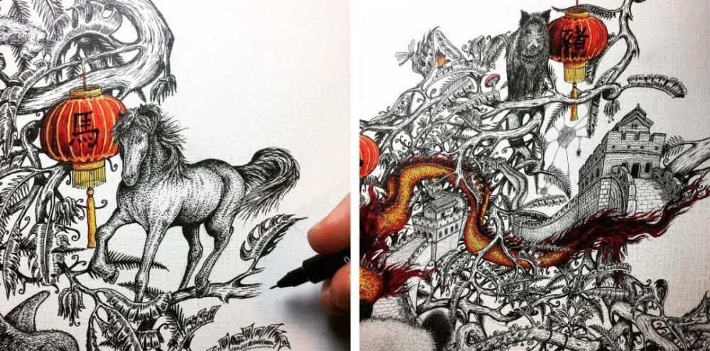 英国小伙用针管笔画出了最美中国地图,独一无二的中国风