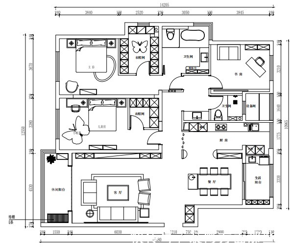 卡通|200㎡的海景大平层,同一空间中,兼具沉稳大气、时尚跳跃