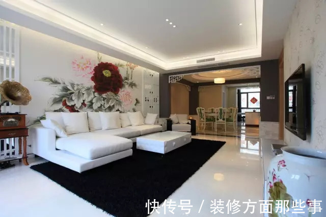 中式|170平米中式风装修，客厅这个牡丹花你是认真的吗？