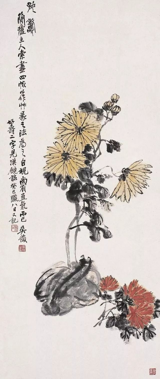 吴昌硕#吴昌硕画菊花，大朴大雅