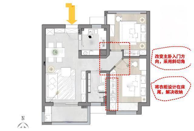 改造|85㎡两居改造,“去客厅化”、“斜走廊”设计很实用,快跟着学!