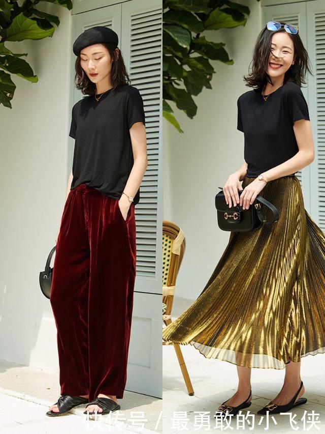 真正精致的女人,穿t恤很少配牛仔裤,这样穿才高级,优雅又气质