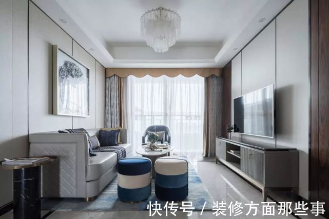 地毯|128平现代简雅风大范围铜质家居布置出一种轻奢档次的气质