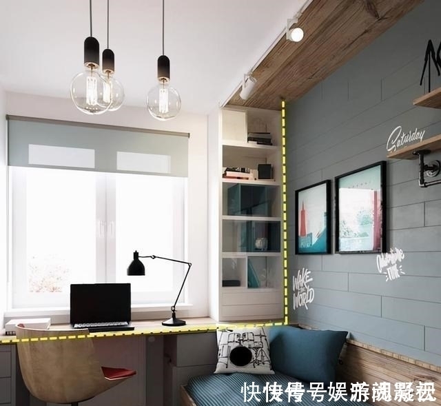 窗帘|床头不得已靠窗,一招化解:加一字形20cm宽矮台面,也当床头柜用