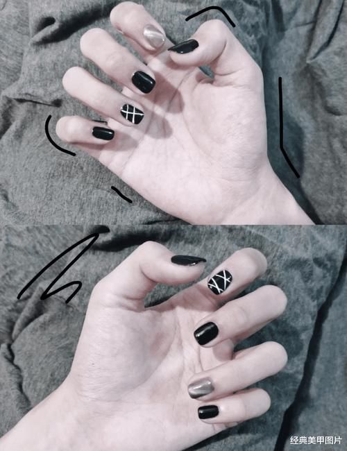 欧美酷帅风美甲,酷girl必备!