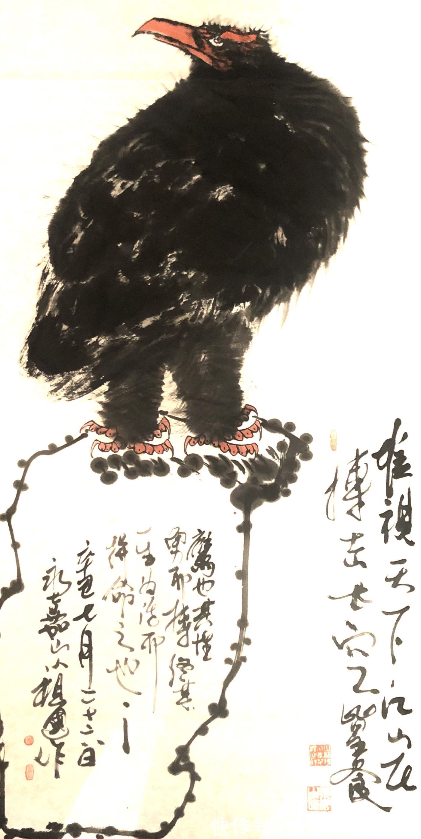 爱德华|笔下雄鹰俊，翼展能冲天——国画家、画鹰大家、指墨画艺术大师朱祖国