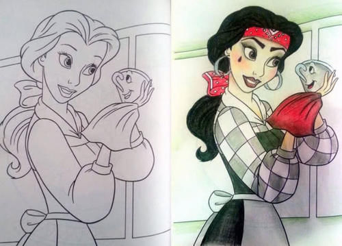 童年|家长霸占儿童填色画本,迪士尼角色全员黑化,童年回忆破碎