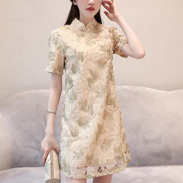 刺绣|仙气十足的改良旗袍裙,才是塑造淡雅女神的必备单品