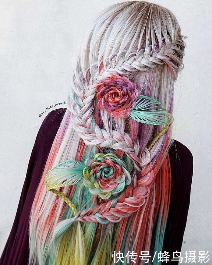 网红达人|65张编发照片,这哪是编头发分明是画画,图3这发型一次要半天