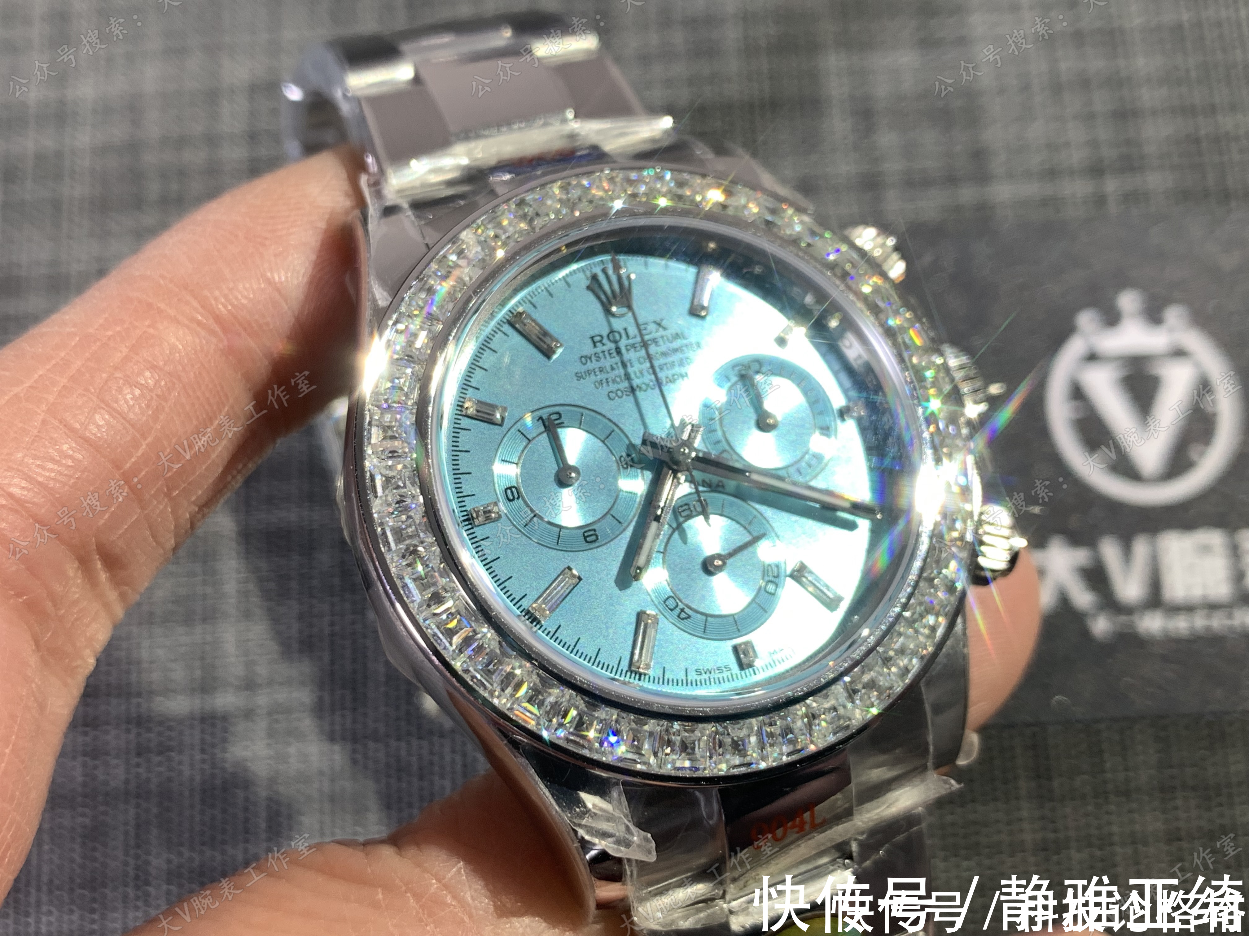 劳力士|大v腕表 劳力士迪通拿改装后镶钻冰糖迪腕表!迪通拿后镶钻莫桑钻圈口!