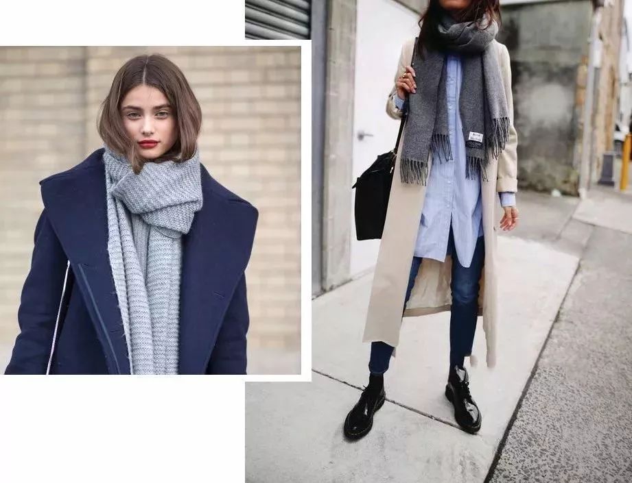 黑色 围巾别再绕脖子系啦,今年最流行的系法是这种!保暖又时髦!