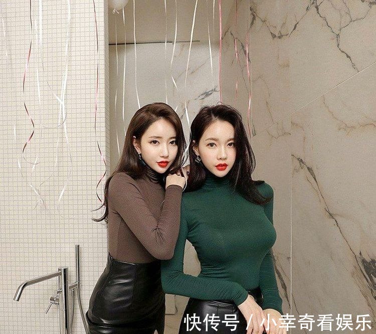 打底裤|胖胖的女孩,身穿长袖T-恤搭配黑色皮裙,也可以时尚有魅力