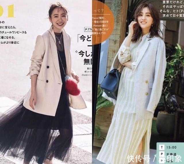 西装不止职业装一种风格!搭裙子女人味满满,上班休闲都适合