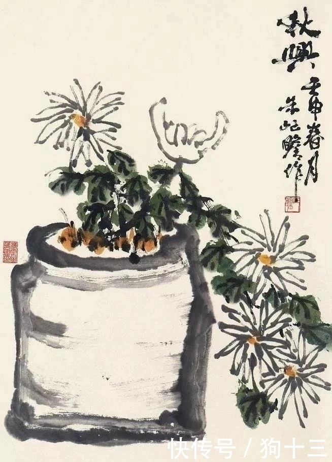 老画家!有一种画,叫苍劲!105岁老画家朱屺瞻的大写意花鸟画